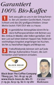 Das Bild zeigt ein kurzes Portrait von Black Bean in Textform sowie Leiter Carsten Markmann.