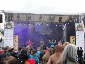 Das Foto zeigt die Bühne mit den Zack Zillis sowie die Menschen davor auf dem Tibargfest 2016 in Hamburg