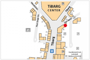 Lageplan des Tibarg mit Kennzeichnung der Lage des Therapiezentrum Tibarg