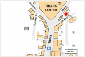 Karte des Tibarg mit Lagekennzeichnung von ASB Sozialstation