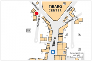 Karte mit Lage des Elektrofachgeschäfts expert tilly am Tibarg