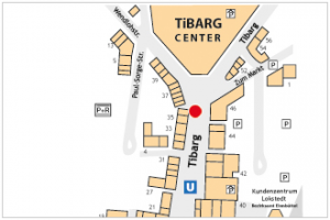 Karte mit Lage des Reisebüros Sonnen-Reisen am Tibarg