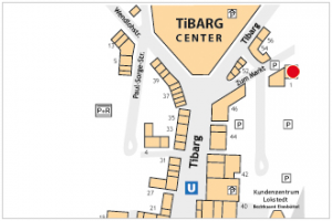 Lageplan des Tibarg mit Markierung der Praxis von Matthias Zuhn