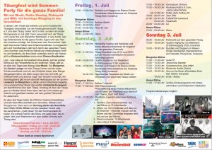 Ein Info-Flyer zum Programm des Tibargfest 2016 in Hamburg-Niendorf am Tibarg